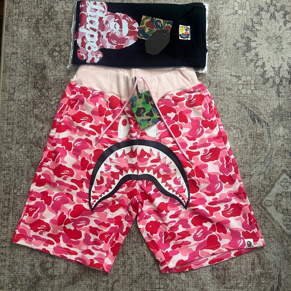 Bape Kids Vibrant Pink Camouflage Shorts